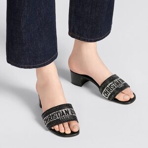 *SOLD* 100% Authentic Dior Heeled “Dway” Slides in Black with Crystals